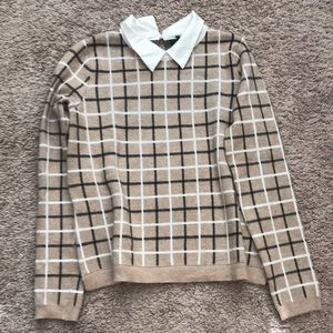 Beige Plaid Sweater